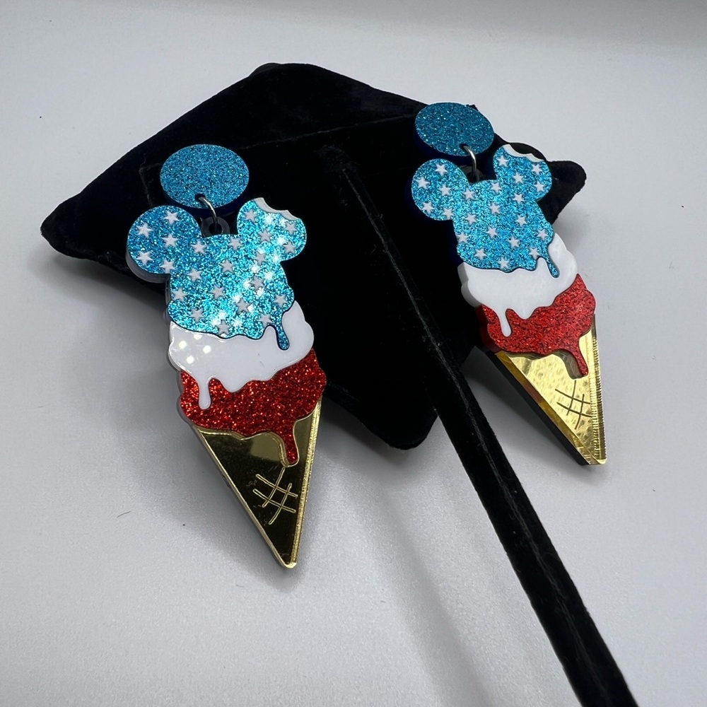 Cute earrings Mickey Mouse ice cream American flag